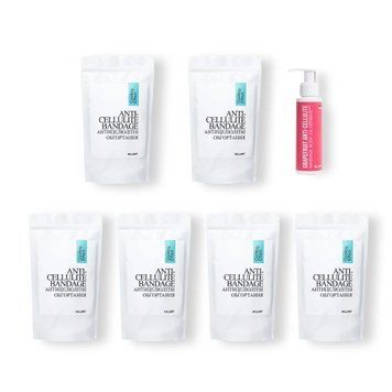 Курс охолоджуючих антицелюлітних обгортань для тіла Hillary Anti-Cellulite Pro (6 уп.) + Антицелюлітна олія Грейпфрут Hillary Grapefruit HI-11-766 фото